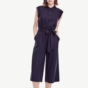 Ann Taylor Culotte Jumpsuit Cropped Wide Leg Sleeveless w/ Belt • size 2